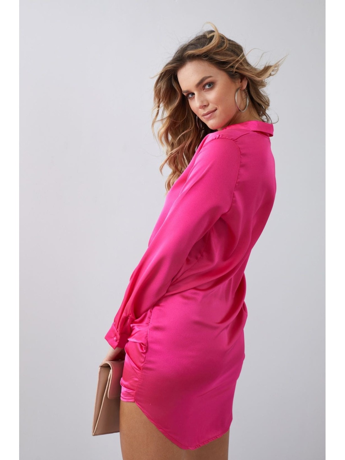 Fuchsia ruffled shirt dress FG641 - Online store - Boutique